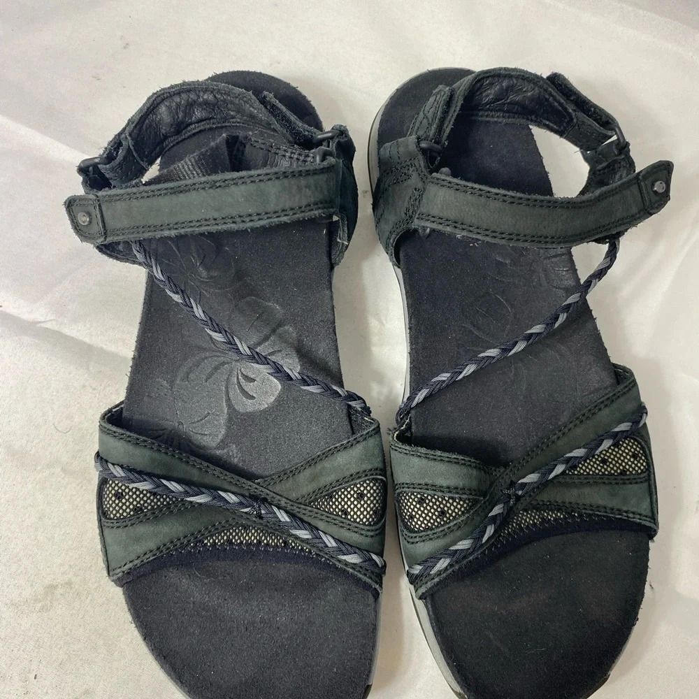 Merrell Black Leather Performance Strappy Sandals 9 - Picture 6 of 8